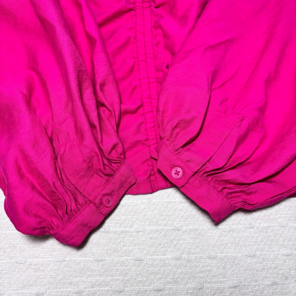 A New Day Women's Long Balloon Sleeve Ruched Front Top Pink Size XL - Picture 4 of 10